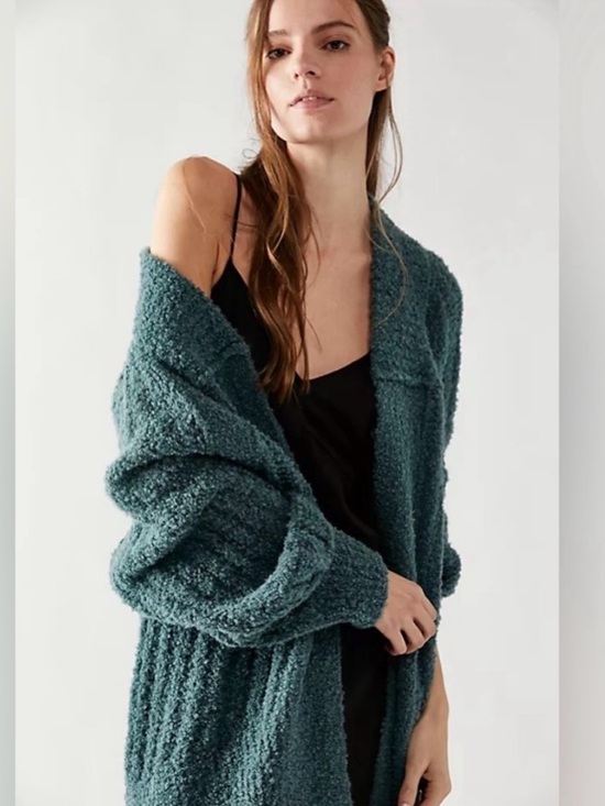 Free People Sweaters - Free People Teal Open-Front Chunky Cardigan